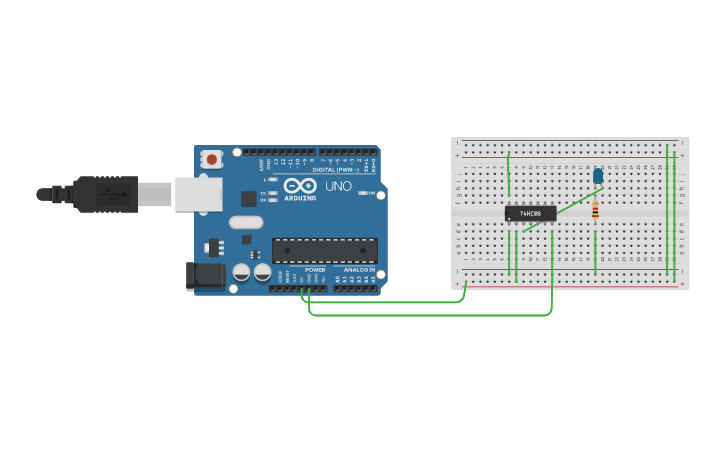 Circuit design 74HC08 - Tinkercad