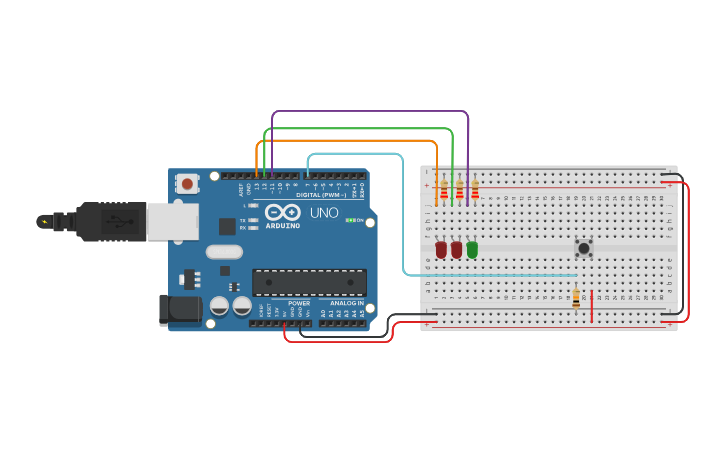 Circuit design Ejercicio Boton y Led - Tinkercad