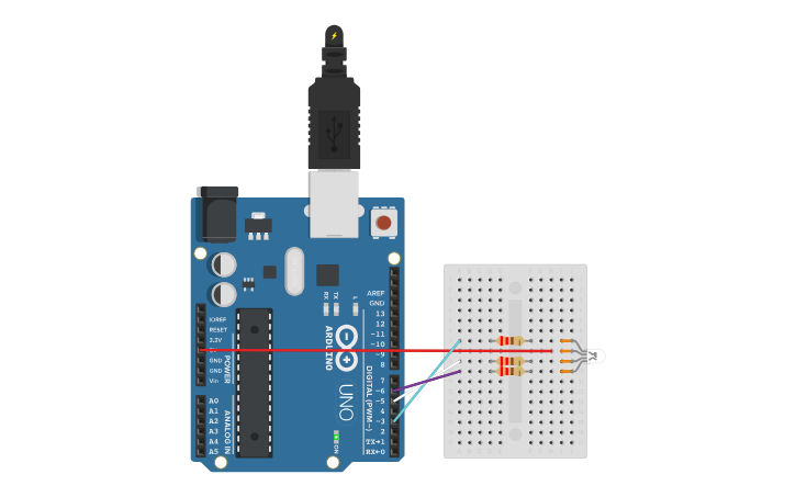 Circuit design 18b_Read ASCII String (use RGB led to indicator) - Tinkercad