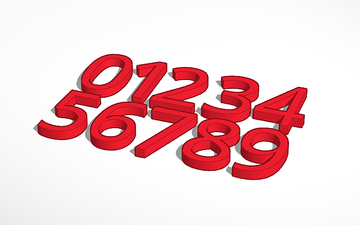 Free Cad Numbers 3D design Numbers set - Tinkercad