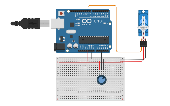 Circuit design Lab 12-3 Control Servo with Potentiometer - Tinkercad