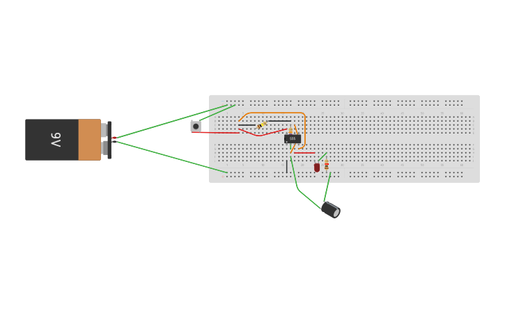 Circuit design 555 Flashing LED - Tinkercad