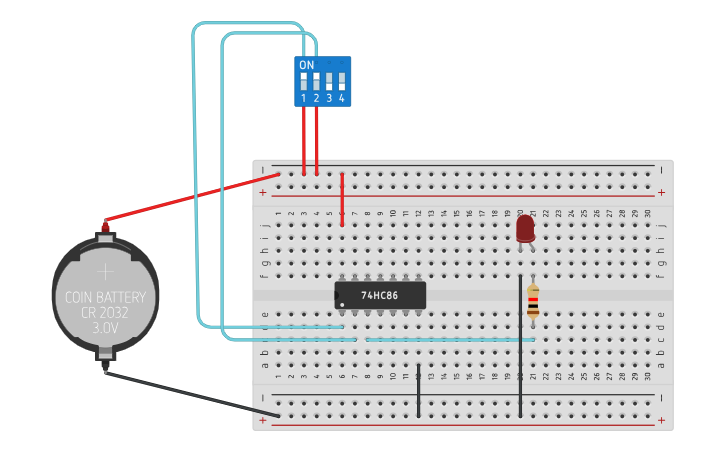 Circuit design XOR GATE - Tinkercad