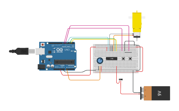 Circuit design DC motor left and right rotation L293D and Arduino for a ...