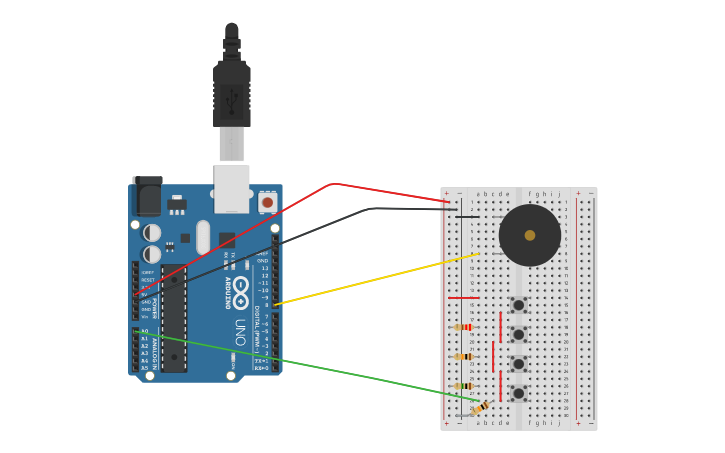 Tinker Instrument Circuit design KEYBOARD INSTRUMENT - Tinkercad