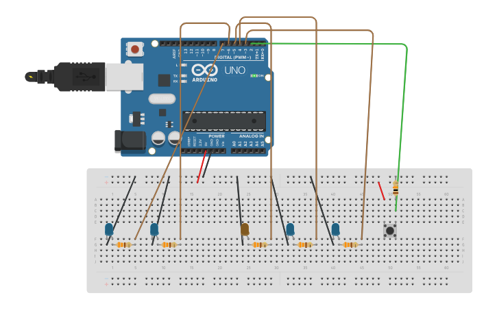 Circuit design LEDS con arduino - Tinkercad
