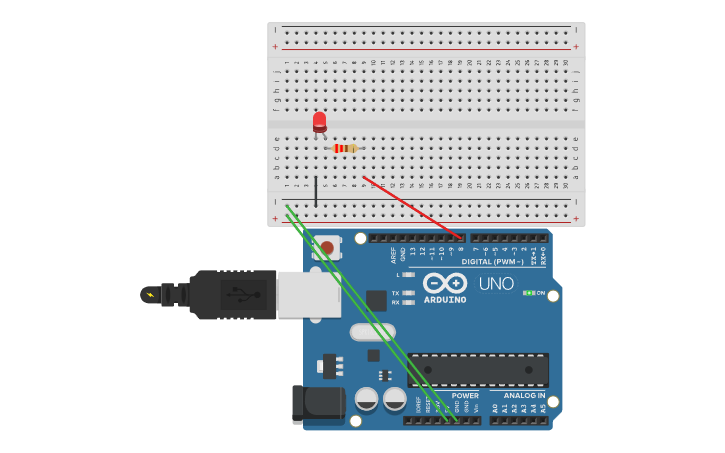 Circuit design Blinking LED - Tinkercad