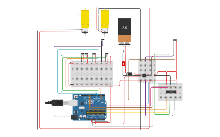Circuit design ARDUINO AGV - Tinkercad