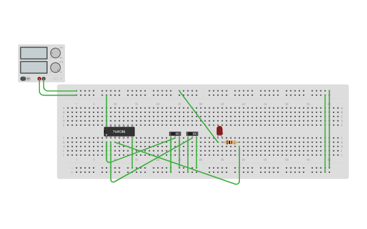 Circuit design XOR Gate - Tinkercad