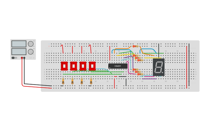 Circuit design Display de 7 segmentos - Tinkercad