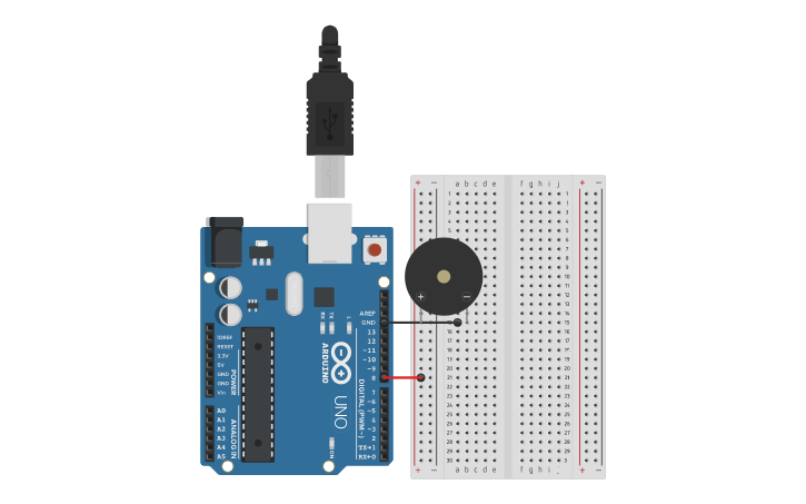 Circuit design Arduino Buzzer Interfacing (Morse) - Tinkercad