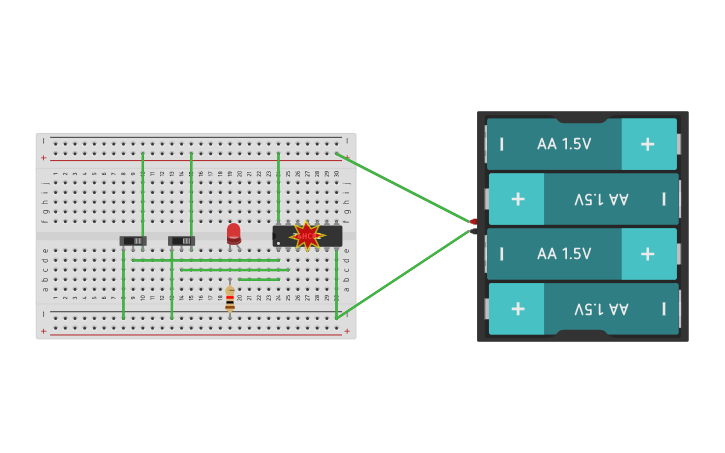 Circuit design NOR GATE - Tinkercad