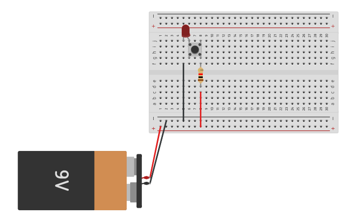 Circuit design Led with switch - Tinkercad