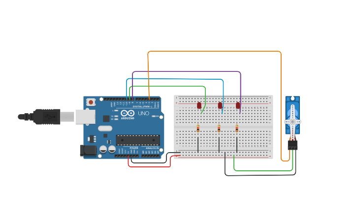 Circuit design ENCENDIDO DE UN LED Y SERVOMOTOR CON BLOQUES - 1BS ...