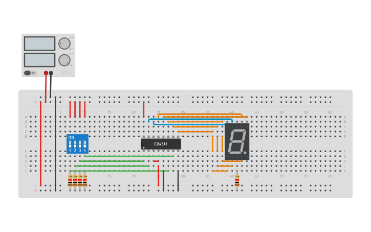 Circuit design 7 Segmentos con CD4511 - Tinkercad