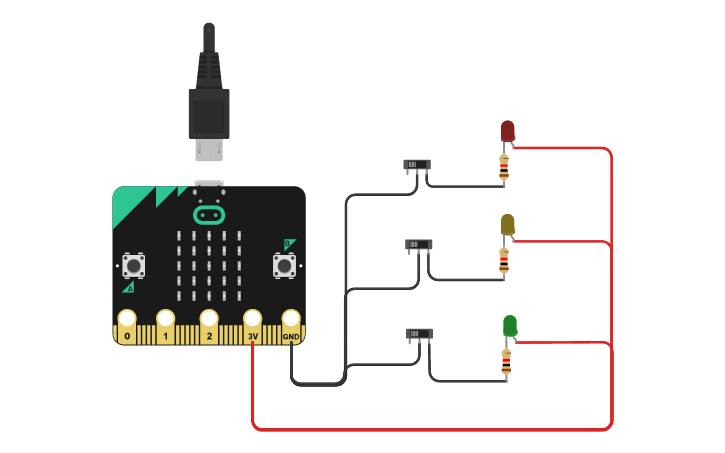 Circuit design traffic light system - Tinkercad