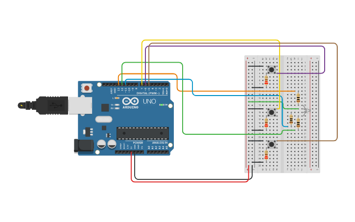 Circuit design LED RGB - Tinkercad