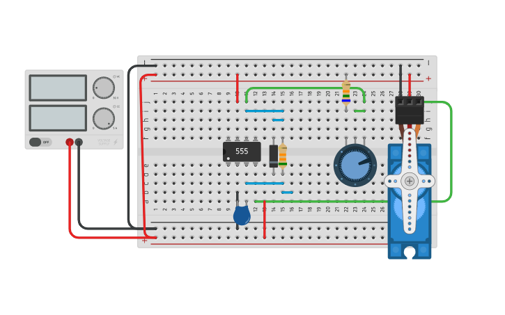 Circuit design 555 SERVO - Tinkercad