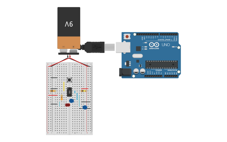 Circuit design Switch Debounce 555 Timer - Tinkercad