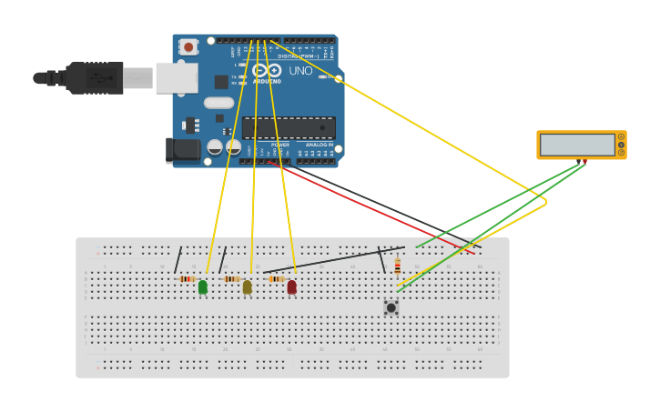Circuit design Traffic Light - Tinkercad