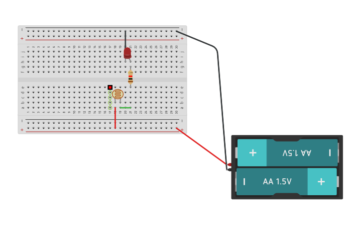 Circuit design LED with photoresistor - Tinkercad