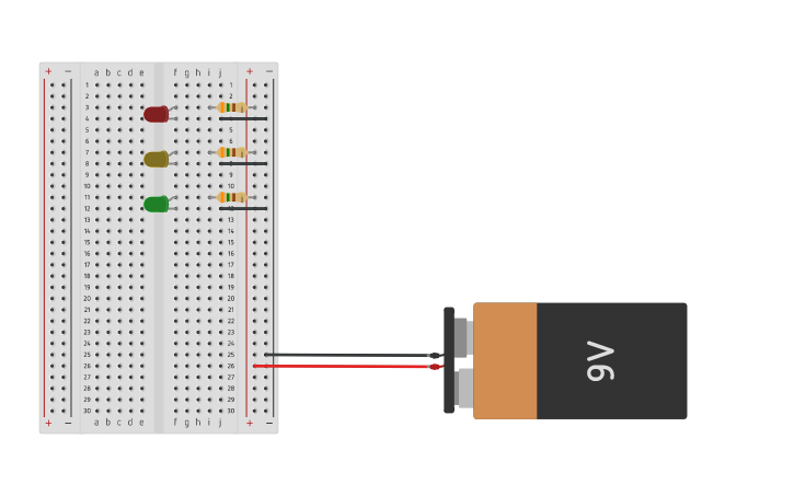 Circuit design CIRCUITO 4 EN PARALELO CON LEDS - Tinkercad