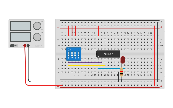 Circuit design NOT GATE USING NOR GATE - Tinkercad
