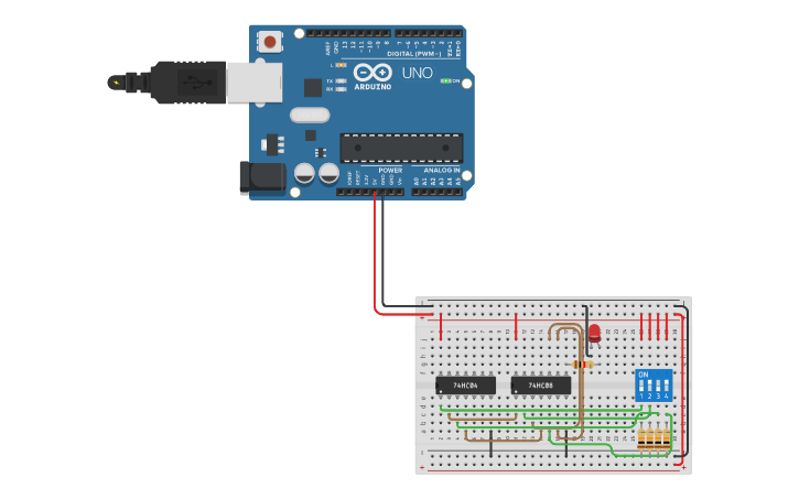 Pass Code Logic Circuit design SOP Logic Gate Passcode - Tinkercad