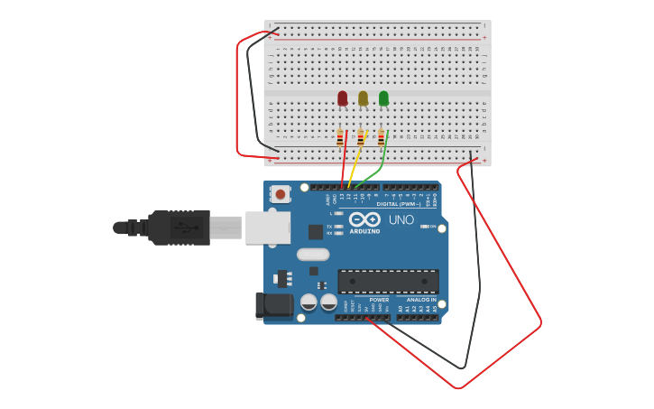 Circuit design LEDs & Breadboards With Arduino - Tinkercad