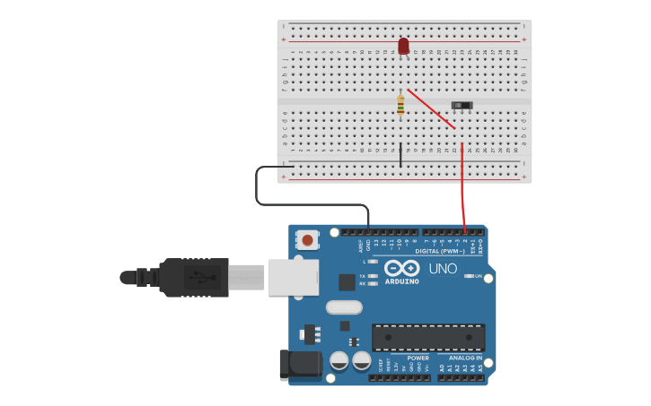 Circuit design 9. LED PISCANDO (blink) - Tinkercad