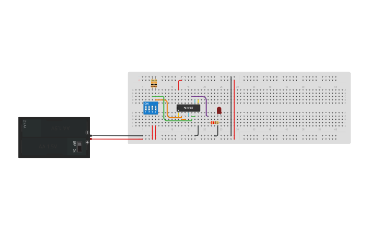 Circuit design AND using NOR Gate - Tinkercad