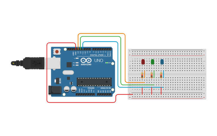 Circuit design Périodique Blinking LEDs - Tinkercad