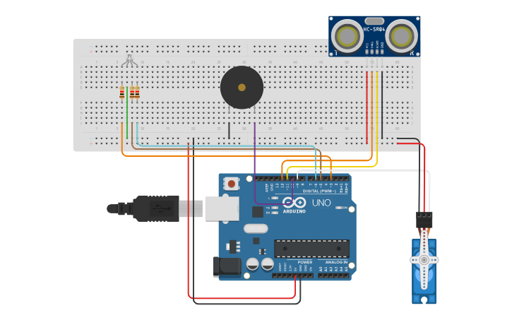 Circuit design Motion Alarm - Tinkercad
