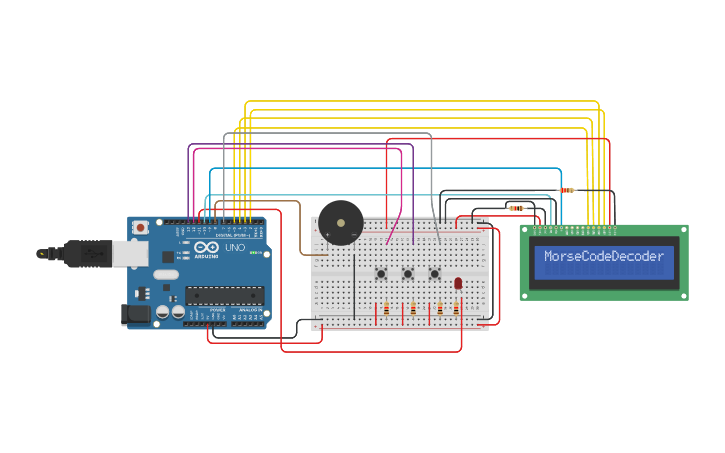 Circuit design Morse code decoder - Tinkercad