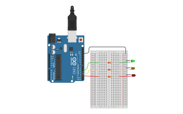 Circuit design Traffic Light - Tinkercad