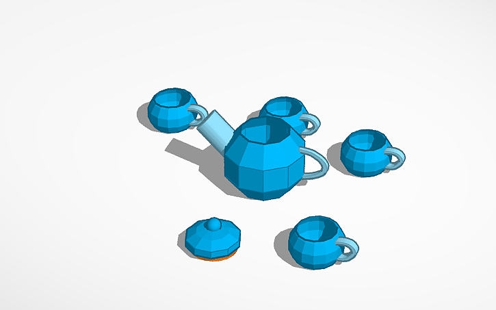 3D design Low poly tea set - Tinkercad
