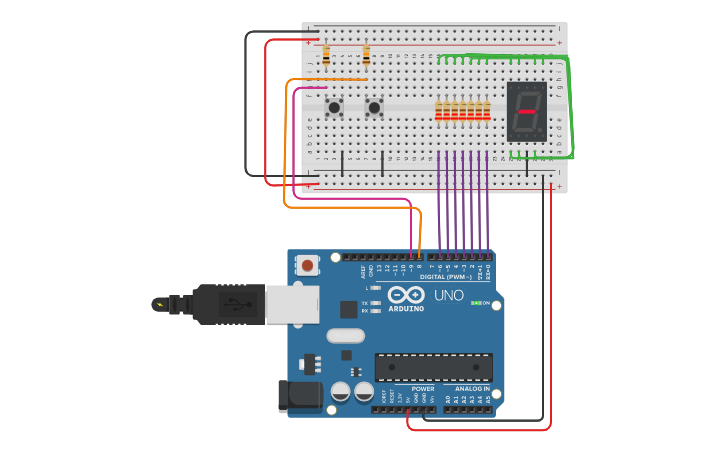Circuit design 7 Segment - Tinkercad