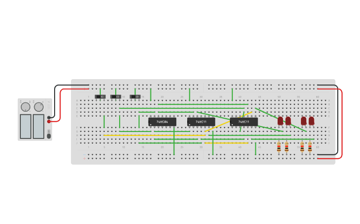 Circuit design 1:4 DEMUX - Tinkercad