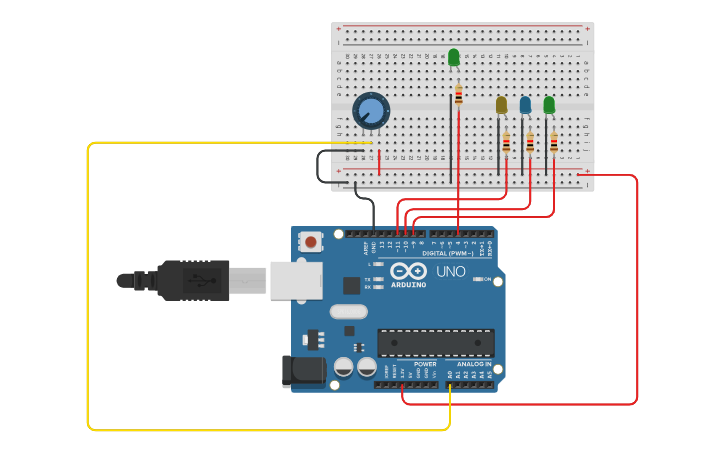 Circuit design Led On and Off - Tinkercad