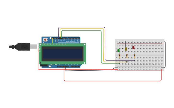 Circuit design Traffic light system auto - Tinkercad