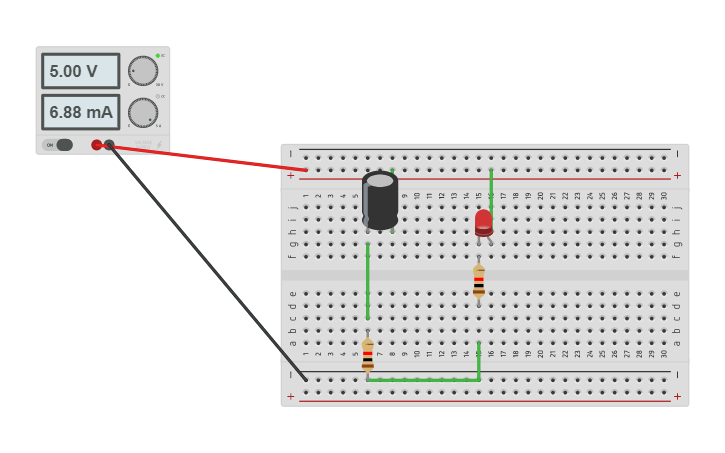 Circuit design Capacitor in parallel - Tinkercad