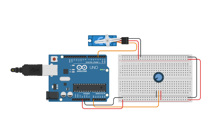 Circuit design Servo Motor With Potentiometer - Tinkercad