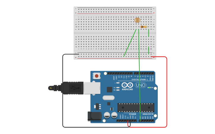 Circuit design Photoresistor - Tinkercad