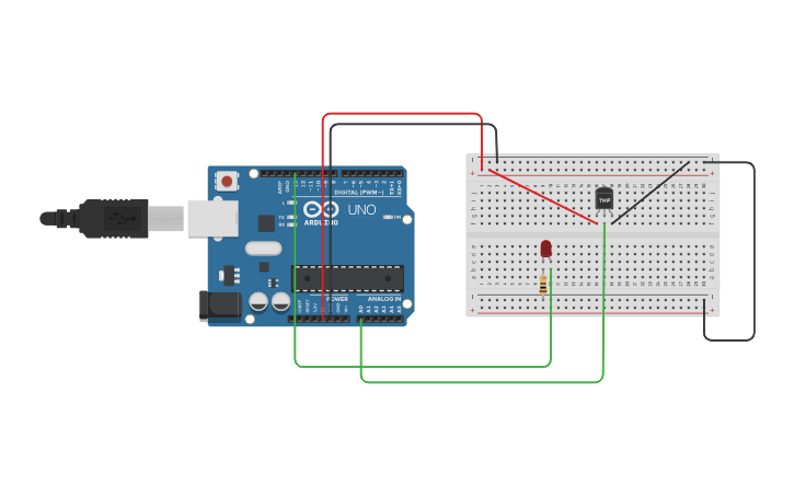 Circuit design Temperature Sensor Simulation - Tinkercad