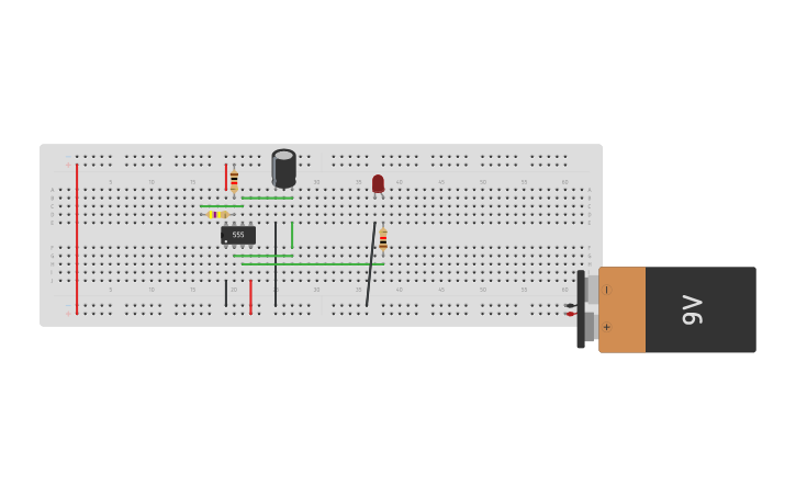 Circuit design LED circuit using 555 timer IC - Tinkercad