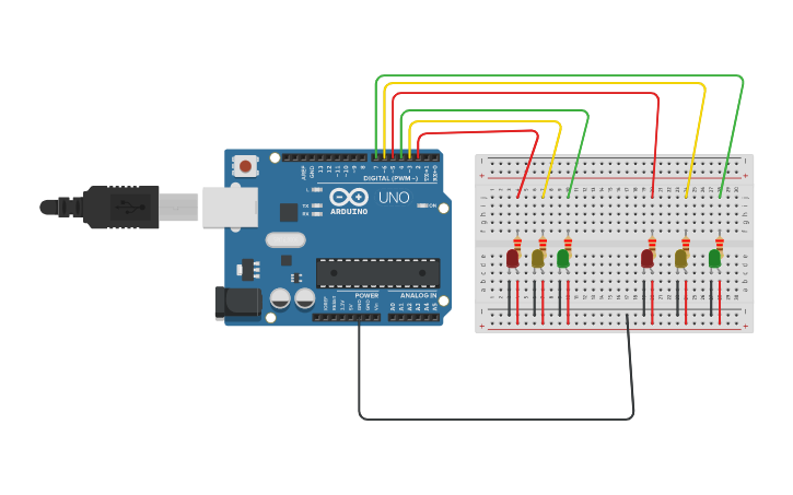 Circuit design Semaforo con Arduino - Tinkercad