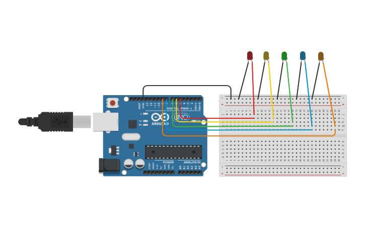 Circuit design LED 5 - Tinkercad