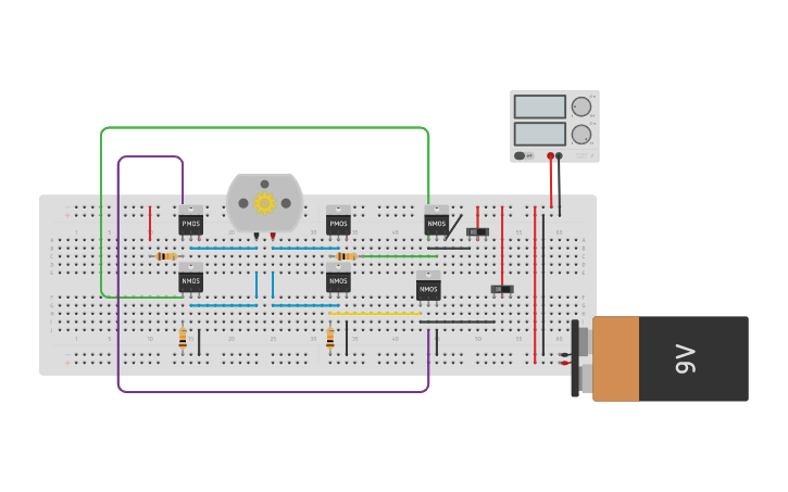 Circuit design H bridge using mosfet new - Tinkercad