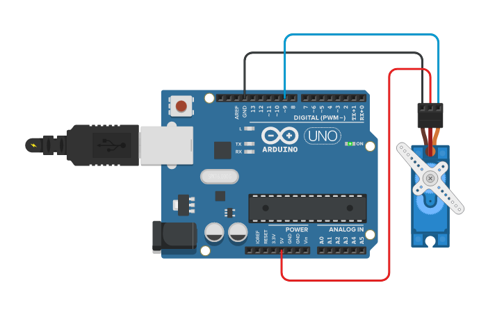 Circuit design Servo Motor Control - Tinkercad
