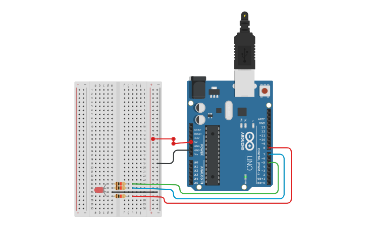 Circuit design LED RGB - Tinkercad
